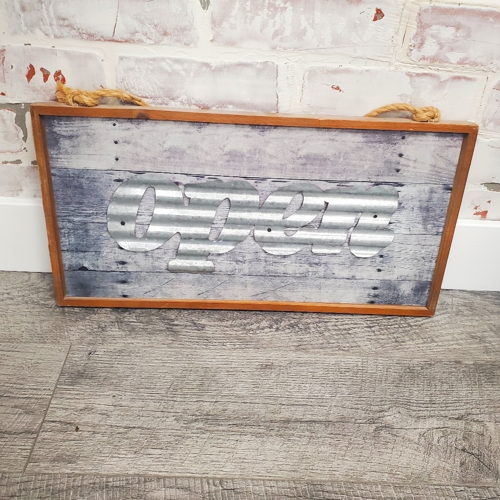 Rustic farmhouse open closed business sign
